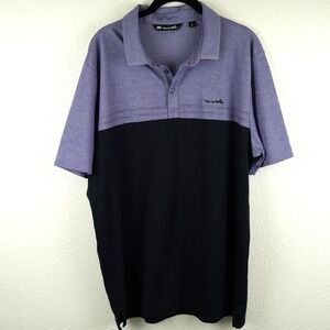 Travis Mathew Purple Black Colorblock Polo Shirt Men's XL Golf Casual Pima Cotto